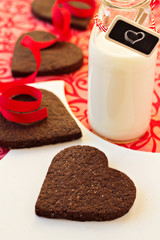 Chocolate heart-shaped cookies for Valentine's day