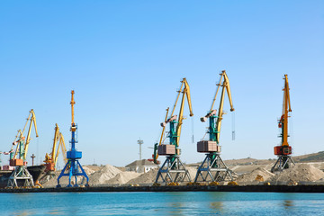 Construction work at the port dock crane