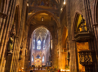 Interior of church Freiburg Muenster, Germany