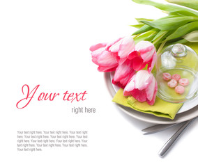 Festive spring table setting, ready template