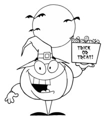 Outlined Halloween Pumpkin With Candy