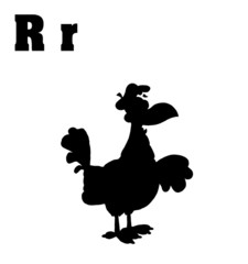 Silhouetted Rooster With Letters R