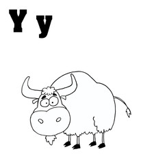 Outlined Yak With Letters Y