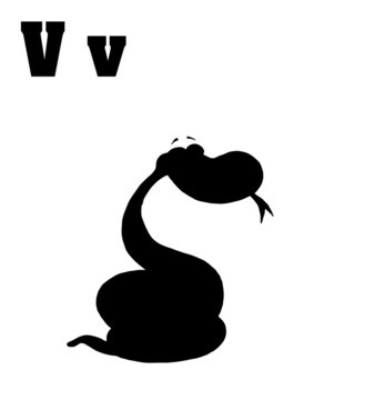 Silhouetted Snake With Letters V