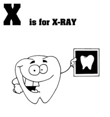 Outlined Tooth Holding An Xray With X Is For Xray Text