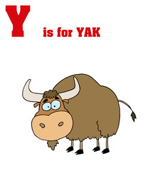 Funny Cartoons Alphabet with Text-Y