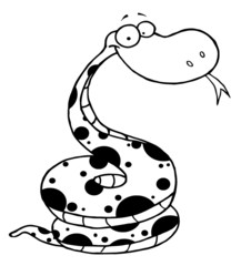 Outlined Snake Cartoon Character