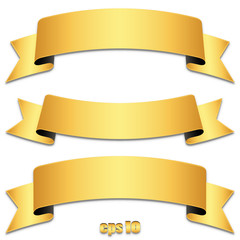 Set of gold ribbons, tapes - Goldene Banderole Sammlung - obrazy, fototapety, plakaty