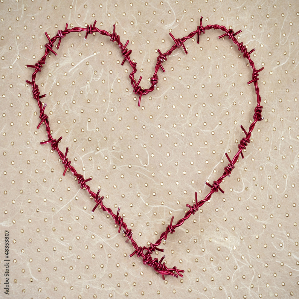 Poster heart-shaped barbed wire