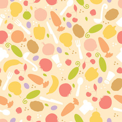 Vector vegetarian cooking seamless pattern background with hand