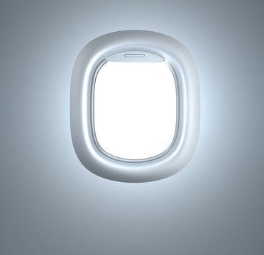 Porthole. Plane illuminator. In white colors.