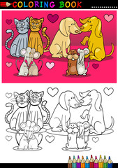Fototapeta na wymiar Zwierzęta w kreskówce miłości dla kolorowanka