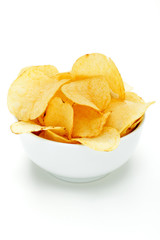 patatine fritte su sfondo bianco