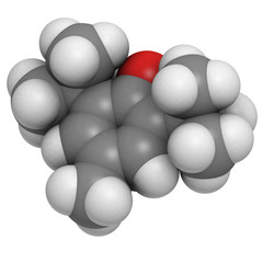 Butylated hydroxytoluene (BHT) molecule, chemical structure.