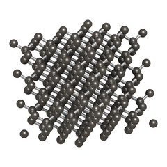 Pure silicon (Si, silicium), crystal structure.  Si is the main