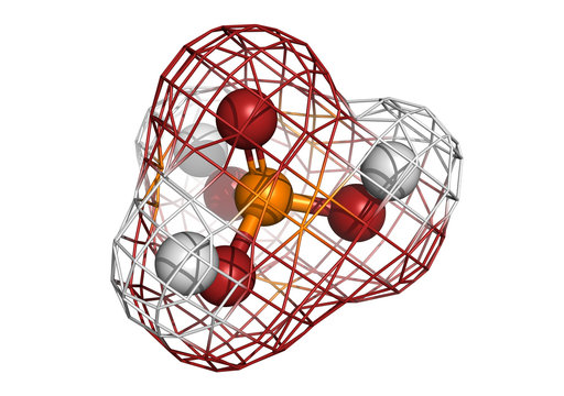Phosphoric acid (H3PO4) molecule, chemical structure. Phosphoric