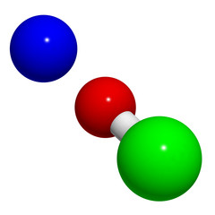 Sodium hypochlorite (NaOCl), chemical structure. NaOCl is used i