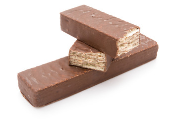 chocolate wafer on white