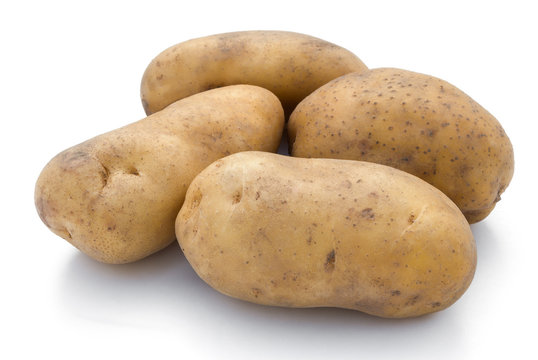 potatoes on white with clipping path