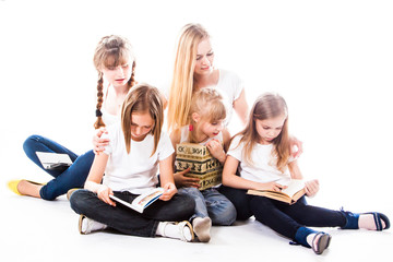 Happy family of parents and young children