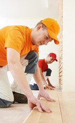 parquet workers at flooring work