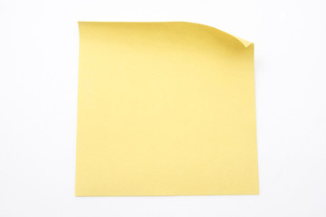 Yellow blank memo paper isolated on white background