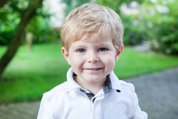 Adorable toddler on way to  kindergarten