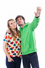 Couple pointing
