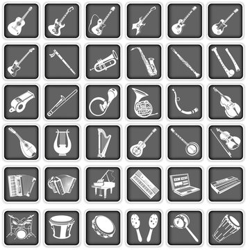 Music instruments squared icons