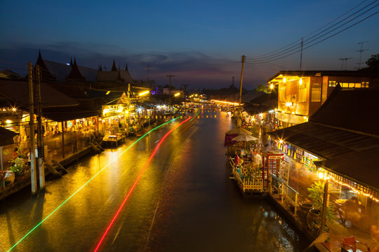 Beautiful evening with twilight background at Ampawa ,Thailand
