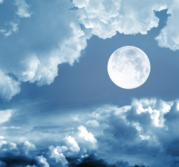 night sky with moon and clouds - 48364617