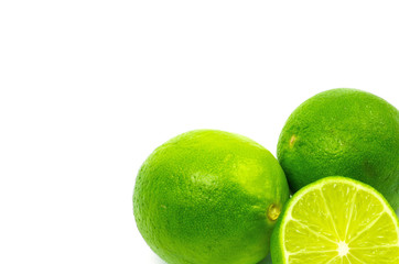 Fresh ripe lime. Isolated on white background