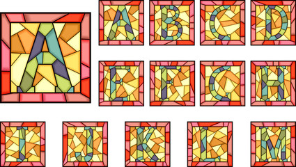 Mosaic capital letters alphabet. - 48366451