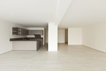 interior, empty big room with open kitchen