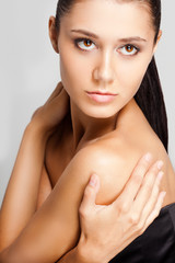 Naklejka premium beautiful woman face with clear skin