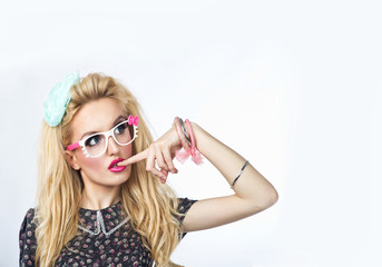 Naklejka premium Sweet sexy lady with glasses.