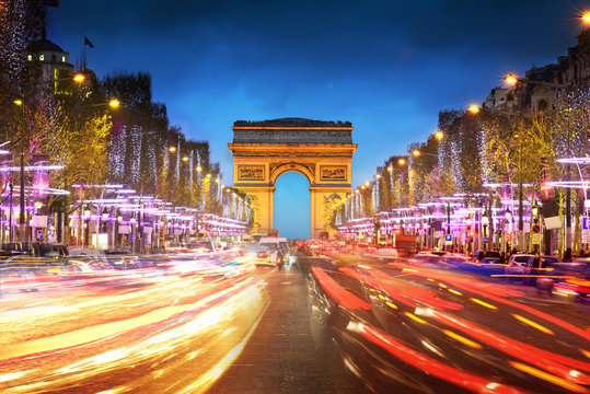 Arc de triomphe Paris city at sunset - Arch of Triumph