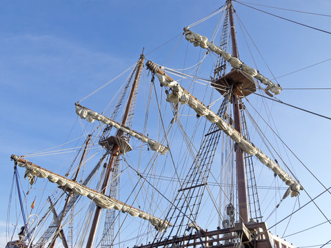 detailed masts of old ships