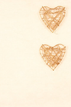 background with two hearts on gold
