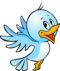 cute blue bird flying cartoon © hanaschwarz