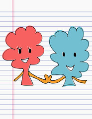 Hand drawing tree on paper