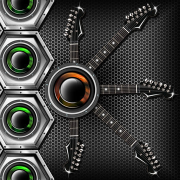 Woofer and Guitar Hexagons Background