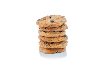 Chocolate homemade pastry biscuits isolated on white background