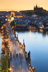 View of Vltava river with Charles bridge in Prague, Czech republ