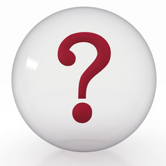 3d illustration of transparent ball with question mark