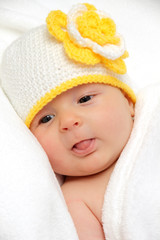 Baby with a knitted hat