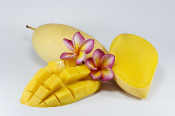 Yellow mango isolated on a white background