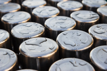 Metal cup set and water drop.