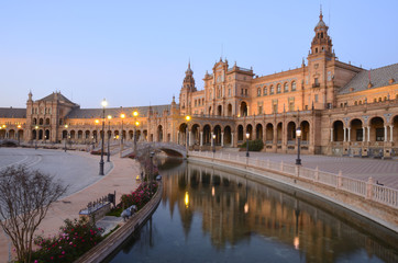 Fototapeta na wymiar A view of Spain Square, Seville (Spain)
