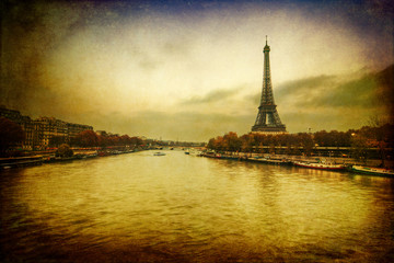 Fototapeta na wymiar Antique teksturowanej obraz Paryża